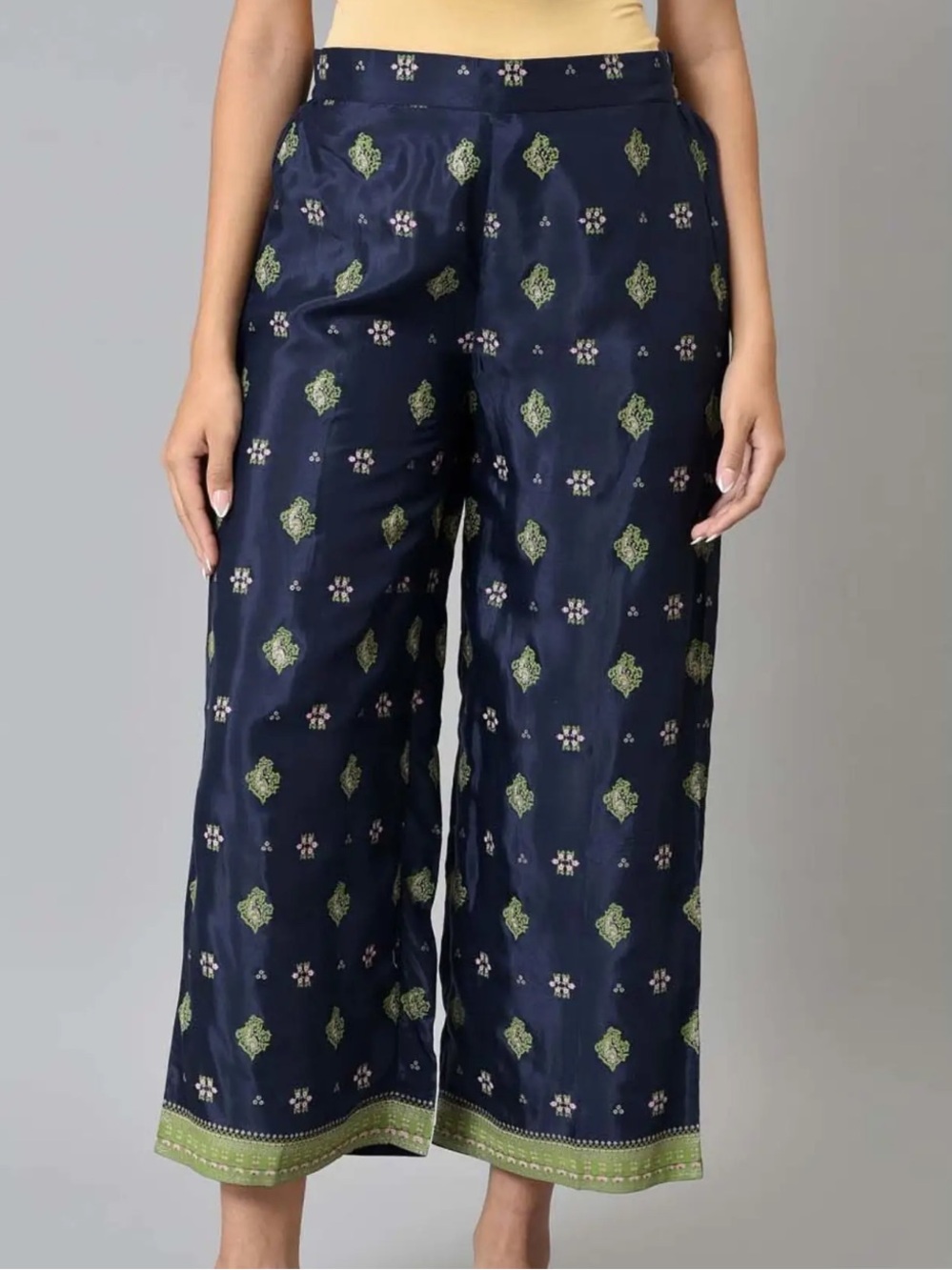 W Blue Green Bo Ho Palazzo Pants ankle wide leg